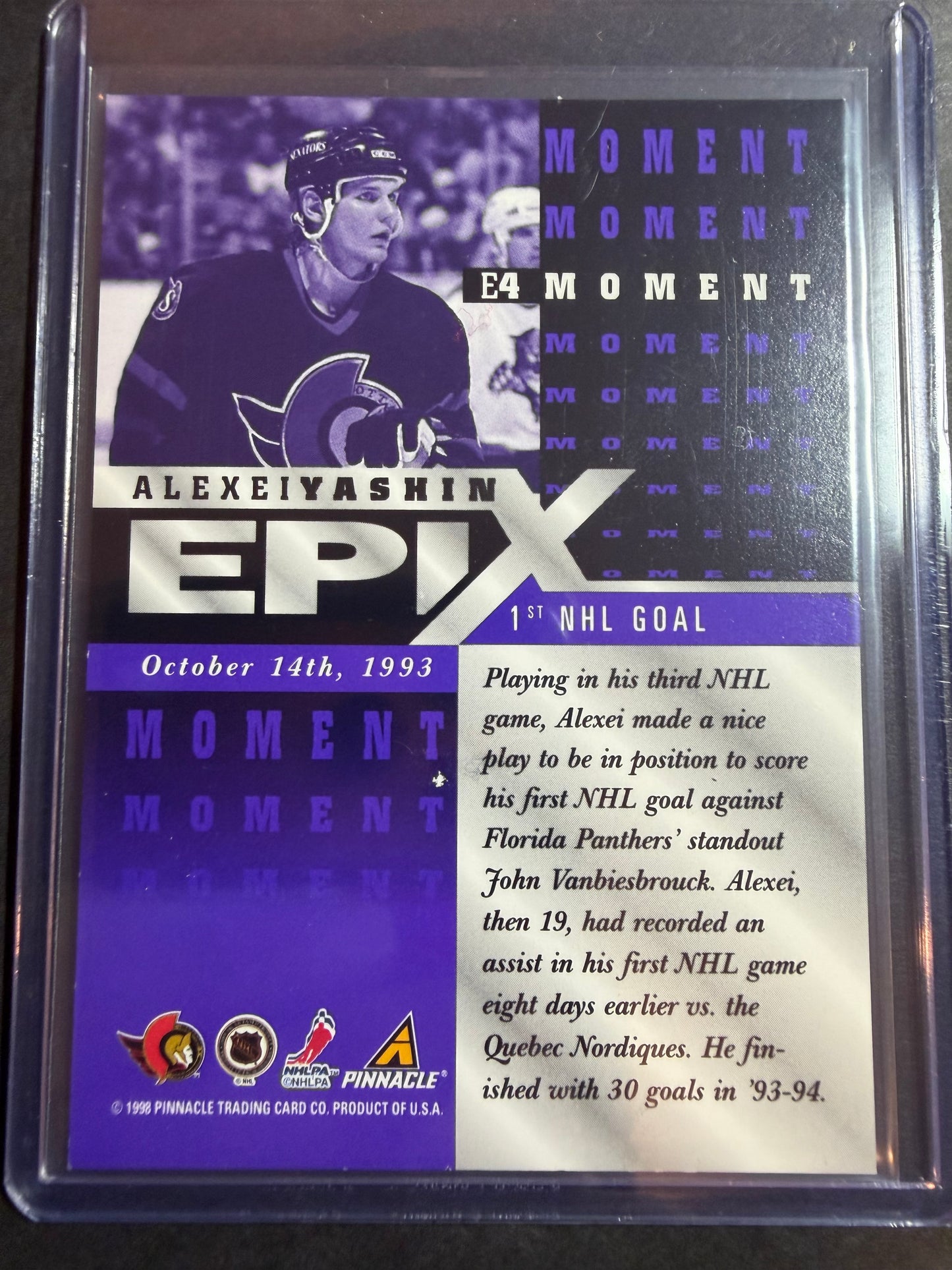 ALEXEI YASHIN - 1997 Pinnacle Epix COMPLETE SET, w/ Moment, Season, Game, Play