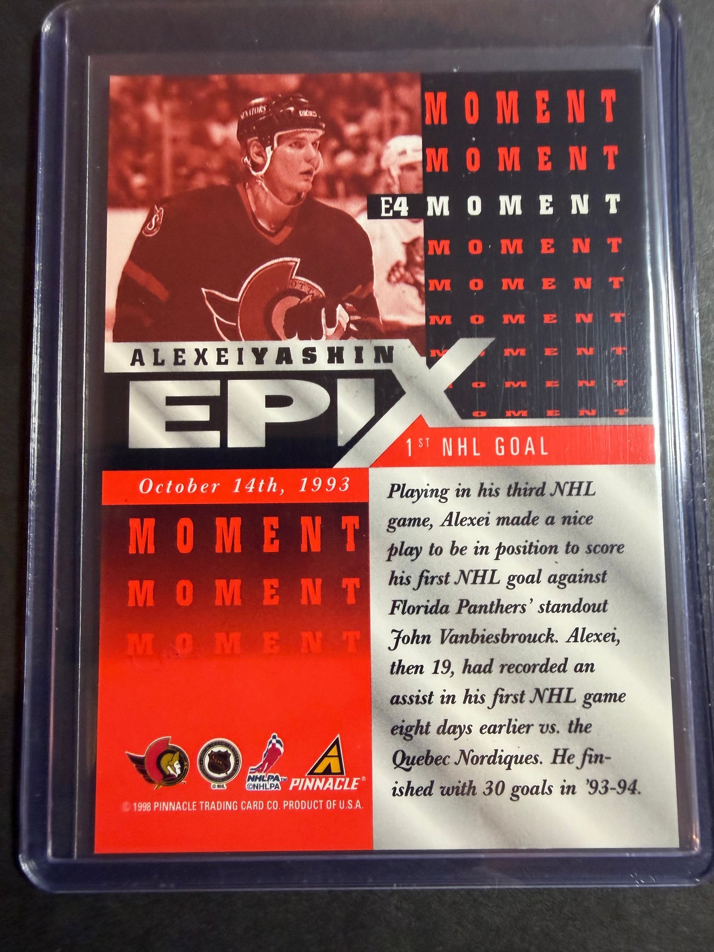 ALEXEI YASHIN - 1997 Pinnacle Epix COMPLETE SET, w/ Moment, Season, Game, Play