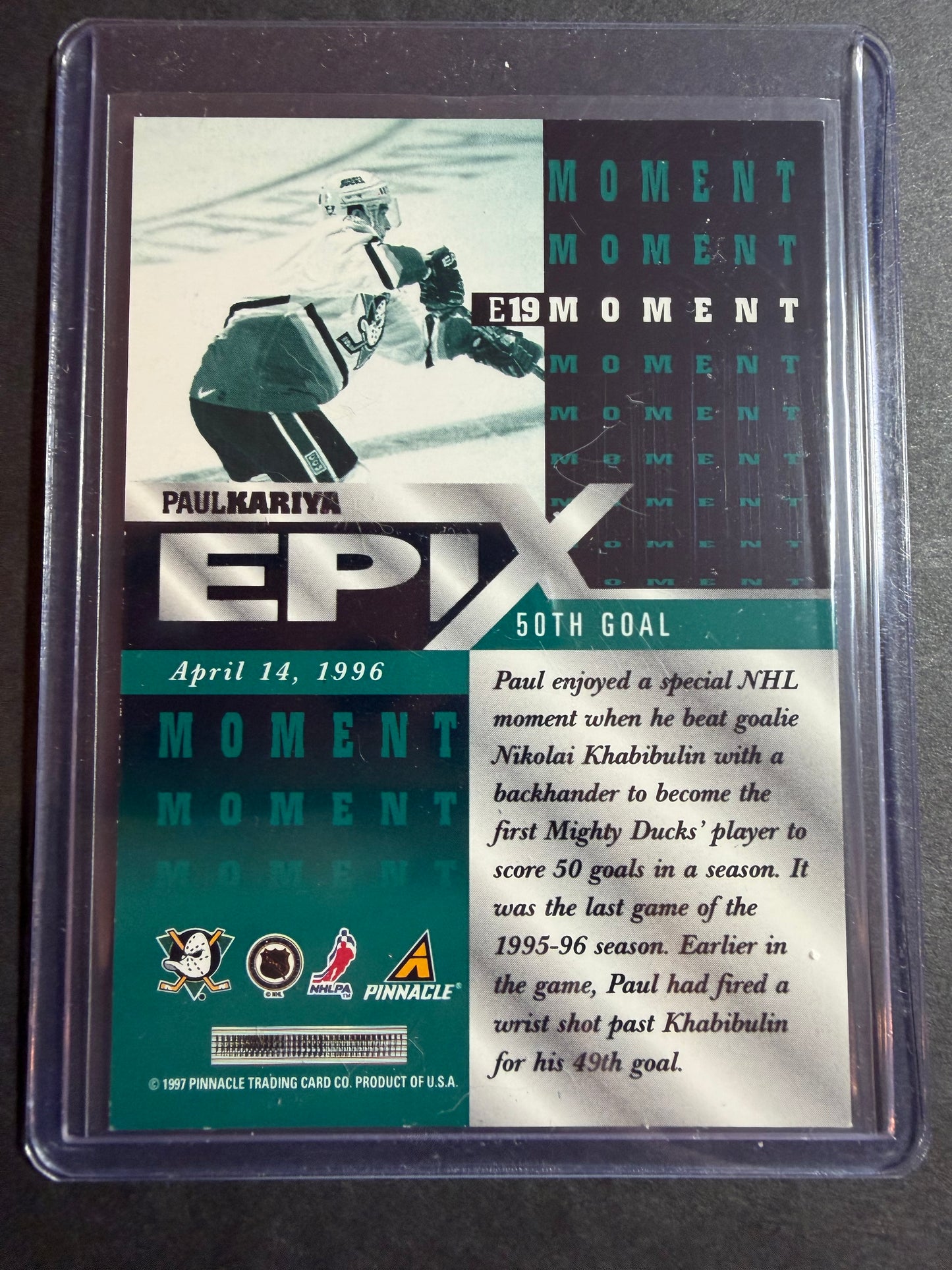 PAUL KARIYA - 1997 Pinnacle Epix COMPLETE SET, w/ Moment, Season, Game, Play