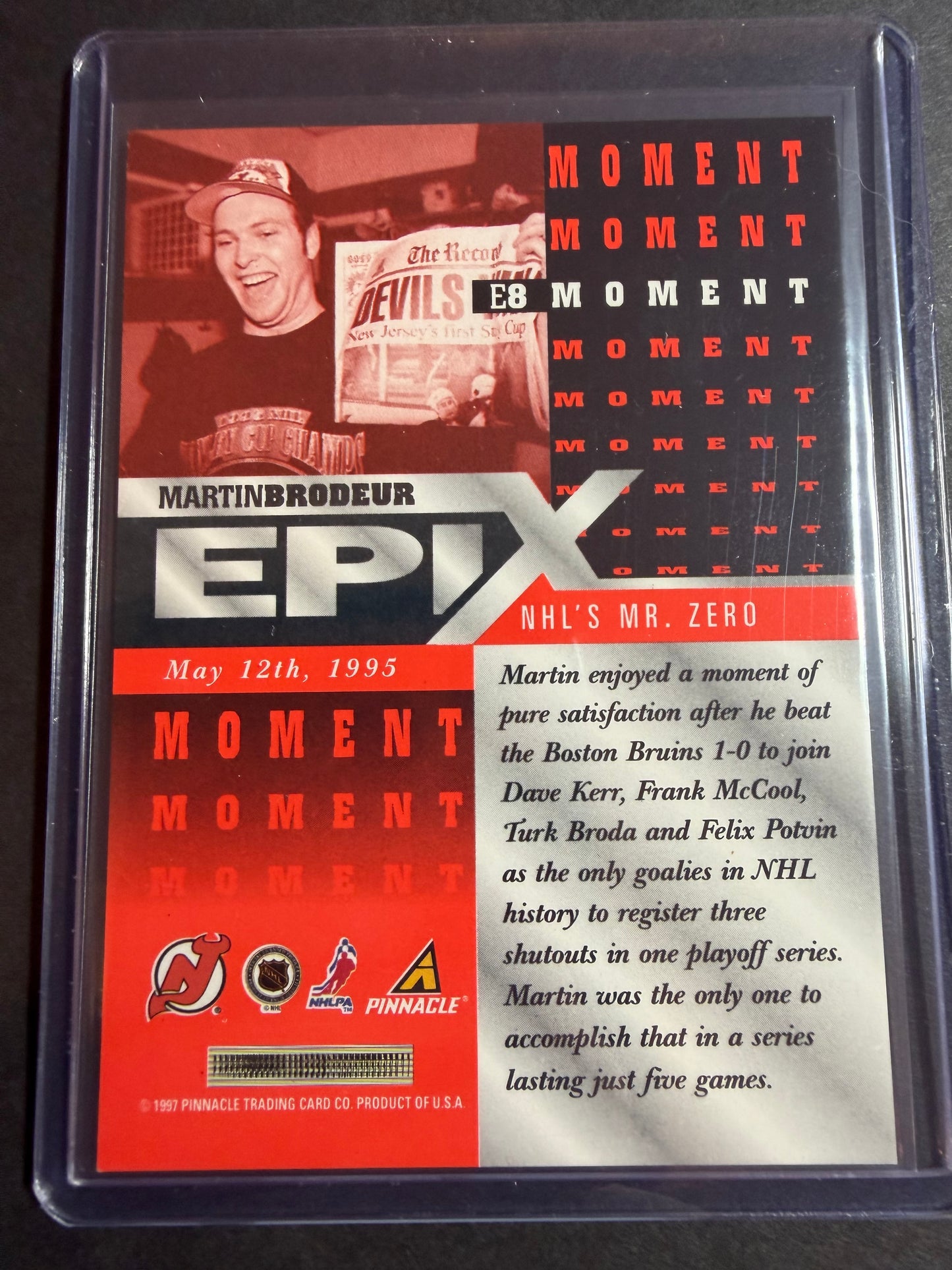 MARTIN BRODEUR - 1997 Pinnacle Epix COMPLETE SET, w/ Moment, Season, Game, Play