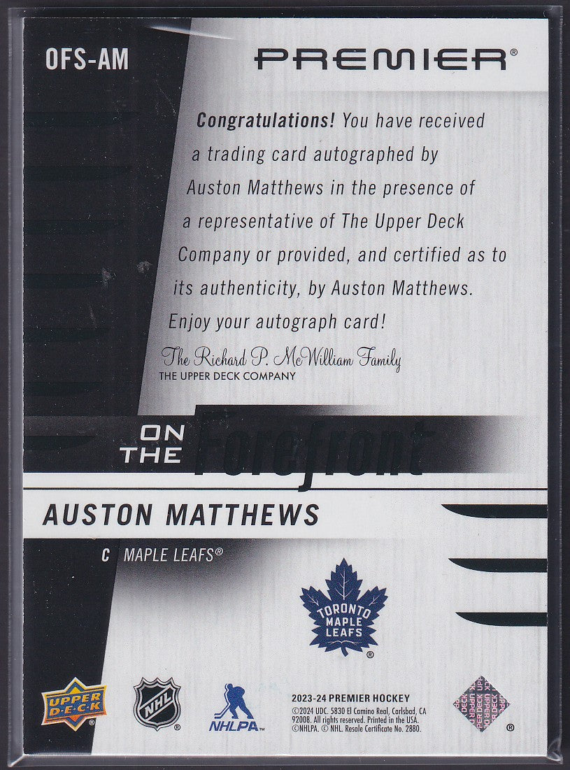 AUSTON MATTHEWS - 2023 UD Premier On The Forefront Auto #OFS-AM, /50