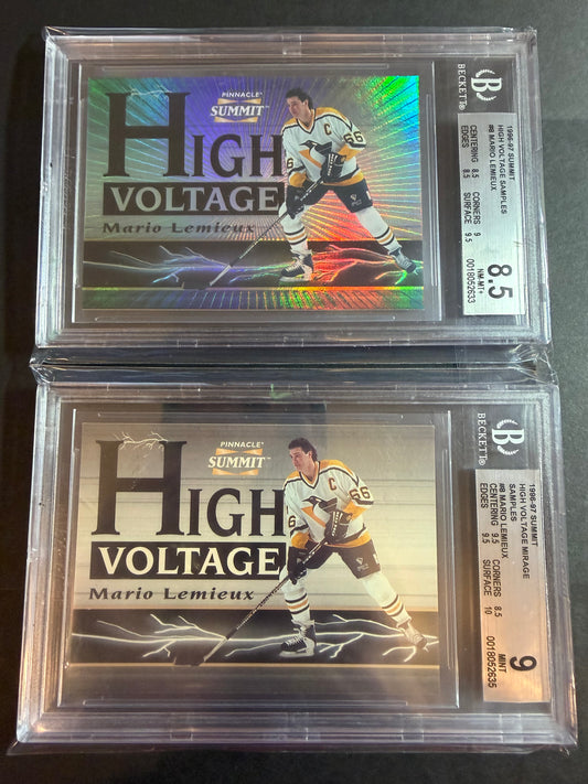 MARIO LEMIEUX - 1996 Pinnacle Summit High Voltage EXECUTIVE Promo xxx/600, xxxx/1500, BGS Slabs