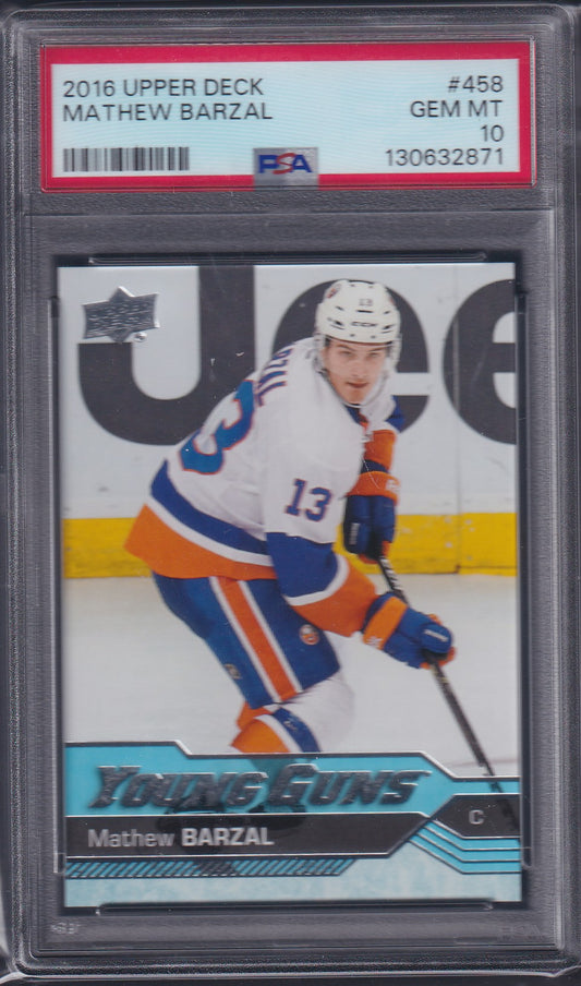 MATHEW BARZAL - 2016 Upper Deck Young Guns #458, PSA 10