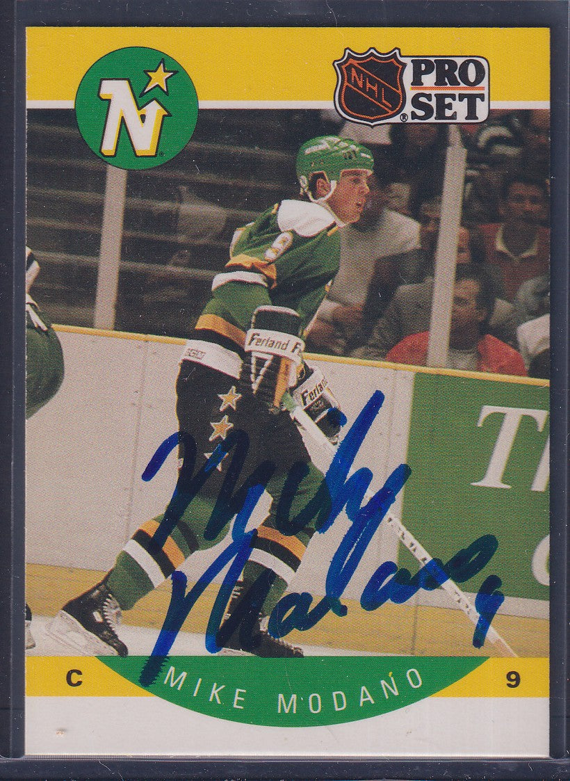 MIKE MODANO - 1990 NHL Pro Set #142, w/ IN PERSON AUTO, Beckett Authentic