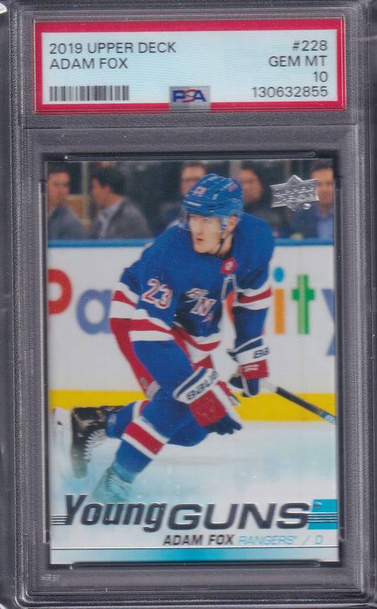 ADAM FOX - 2019 Upper Deck Young Guns #228, PSA 10