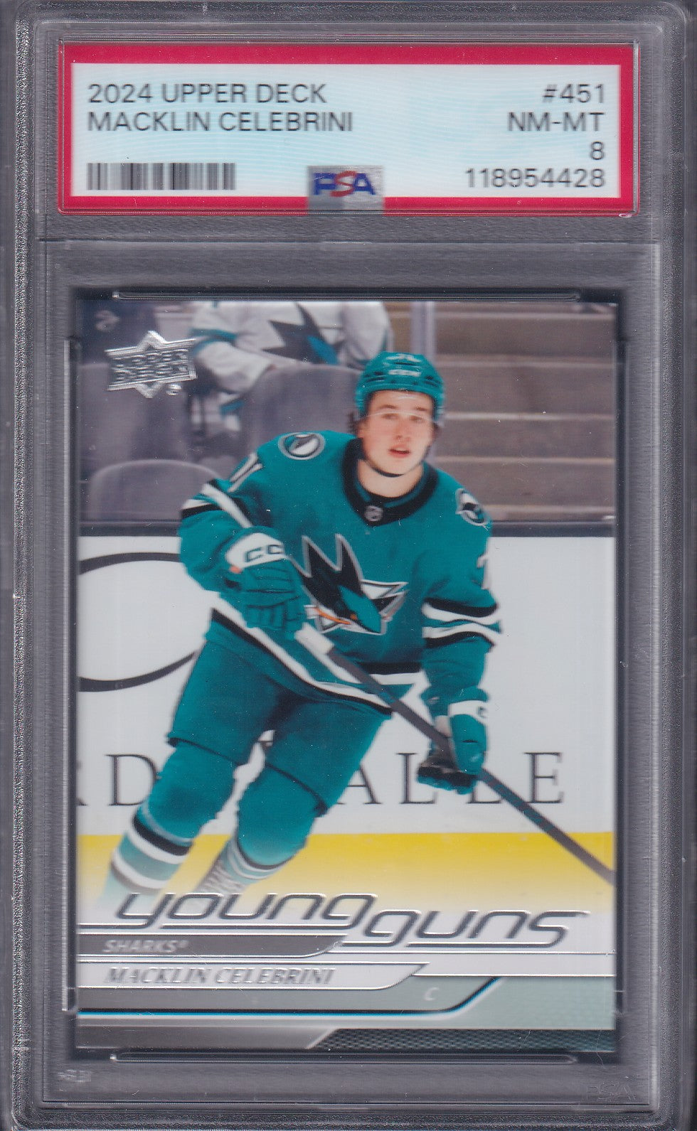 MACKLIN CELEBRINI - 2024 Upper Deck Young Guns #451, PSA 8