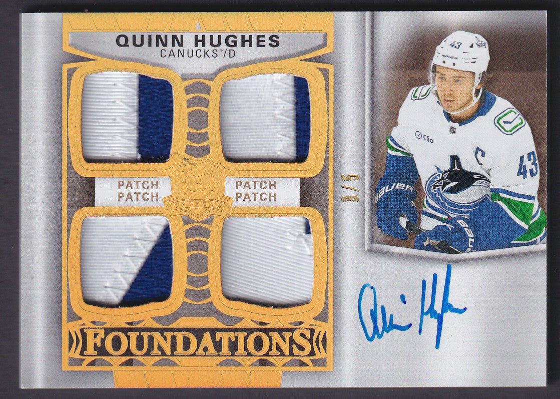 QUINN HUGHES - 2024 The Cup Foundations Auto Quad Patch #F-QH, /5