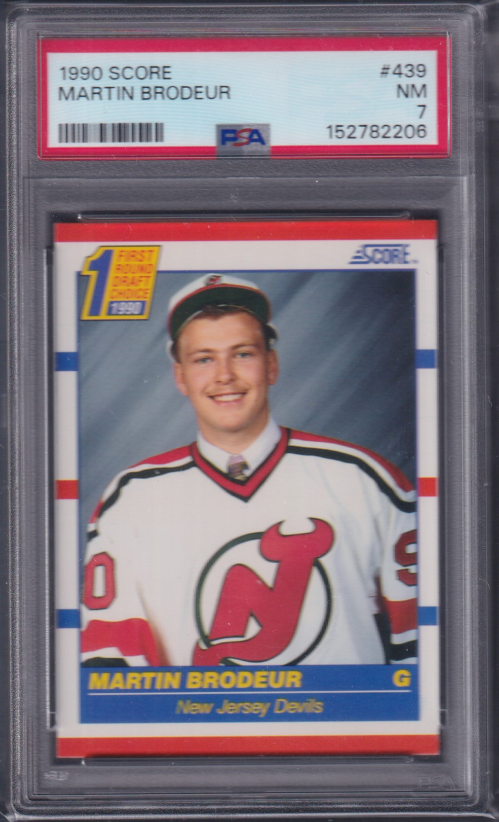 MARTIN BRODEUR - 1990 Score Rookie #439, PSA 7