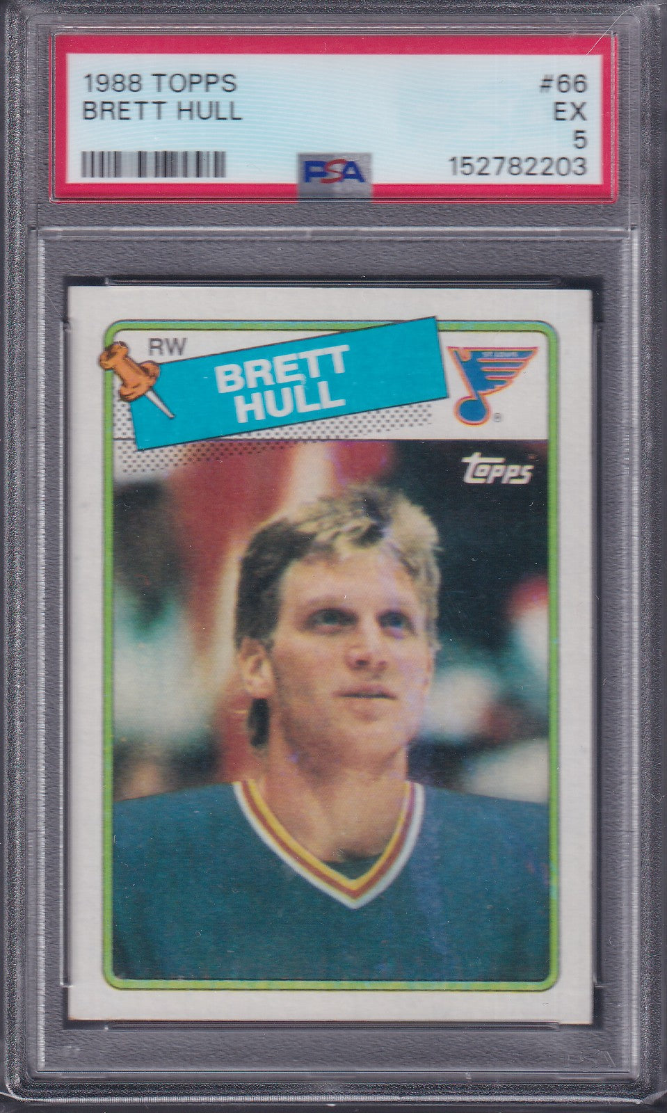 BRETT HULL - 1988 Topps Rookie #66, PSA 5