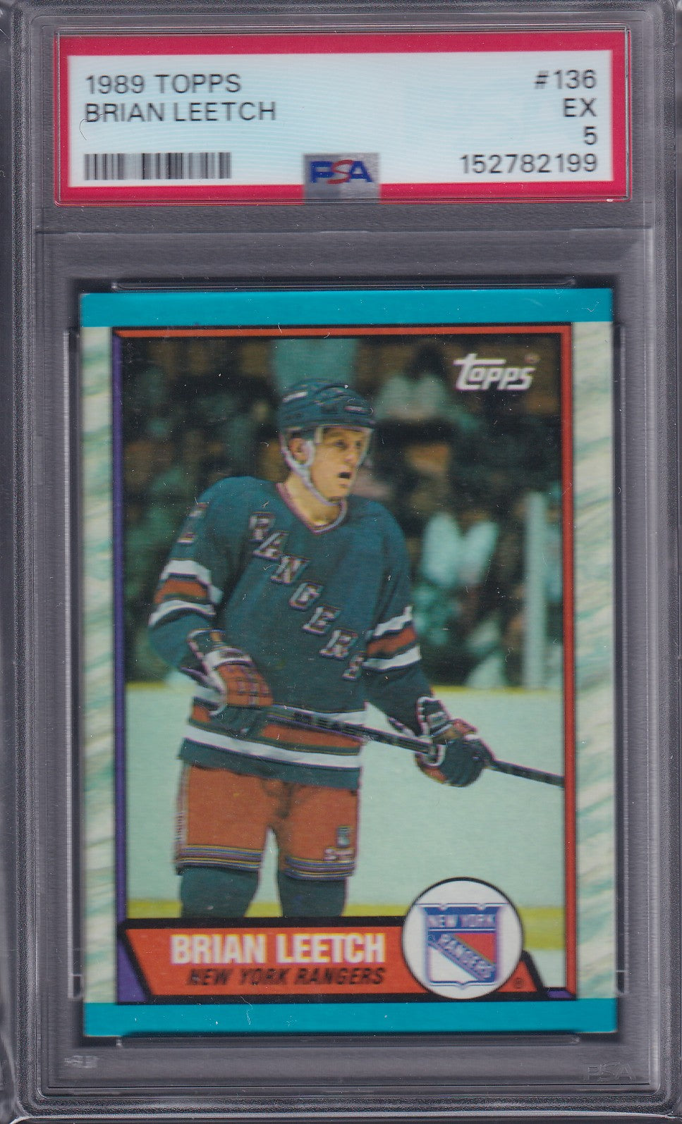 BRIAN LEETCH - 1989 Topps Rookie #136, PSA 5