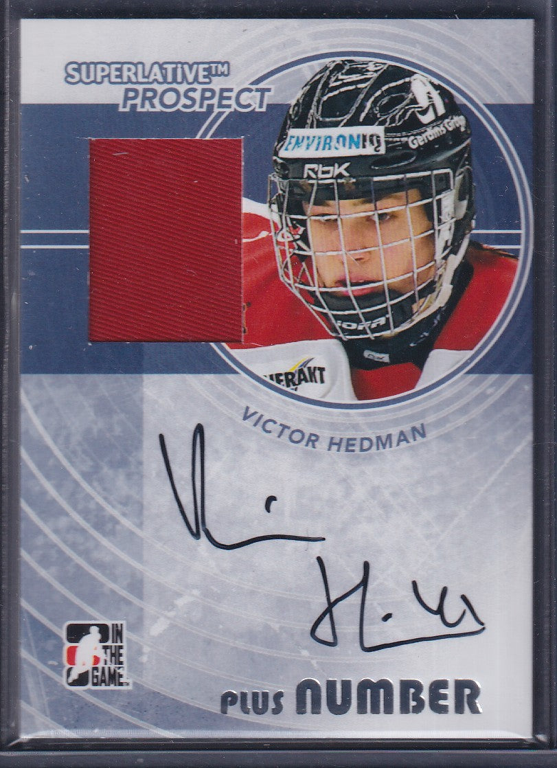 VICTOR HEDMAN - 2009 ITG Superlative Prospect Plus Number Auto Patch #PAP-VH, /9