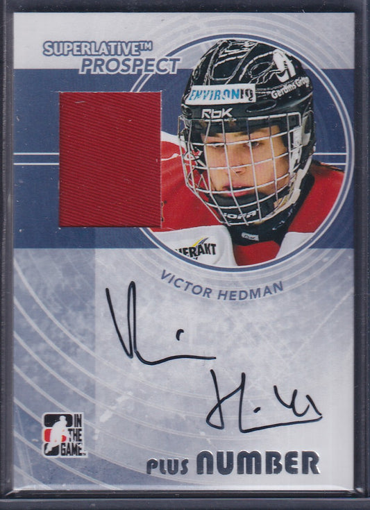 VICTOR HEDMAN - 2009 ITG Superlative Prospect Plus Number Auto Patch #PAP-VH, /9