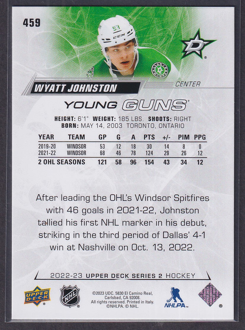 WYATT JOHNSTON - 2022 Upper Deck Young Guns EXCLUSIVES #459, /100