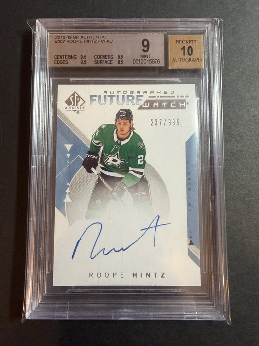 ROOPE HINTZ - 2018 SP Authentic Future Watch Auto #207, /999, BGS 9/10