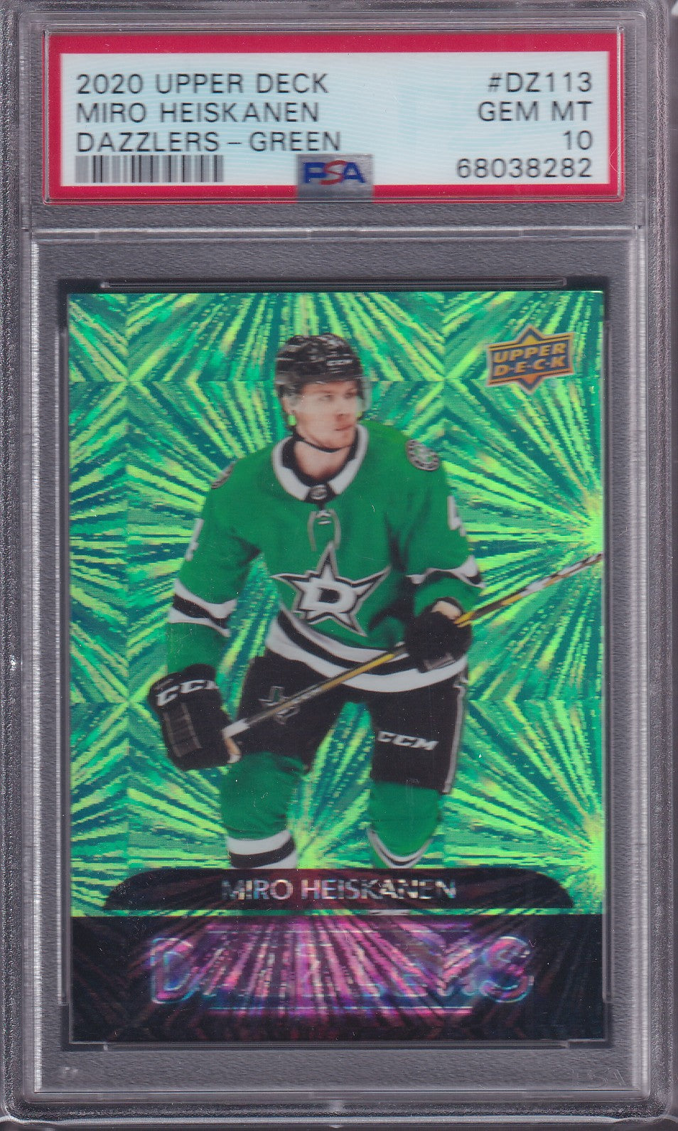 MIRO HEISKANEN - 2020 Upper Deck Dazzlers GREEN #DZ-113, PSA 10