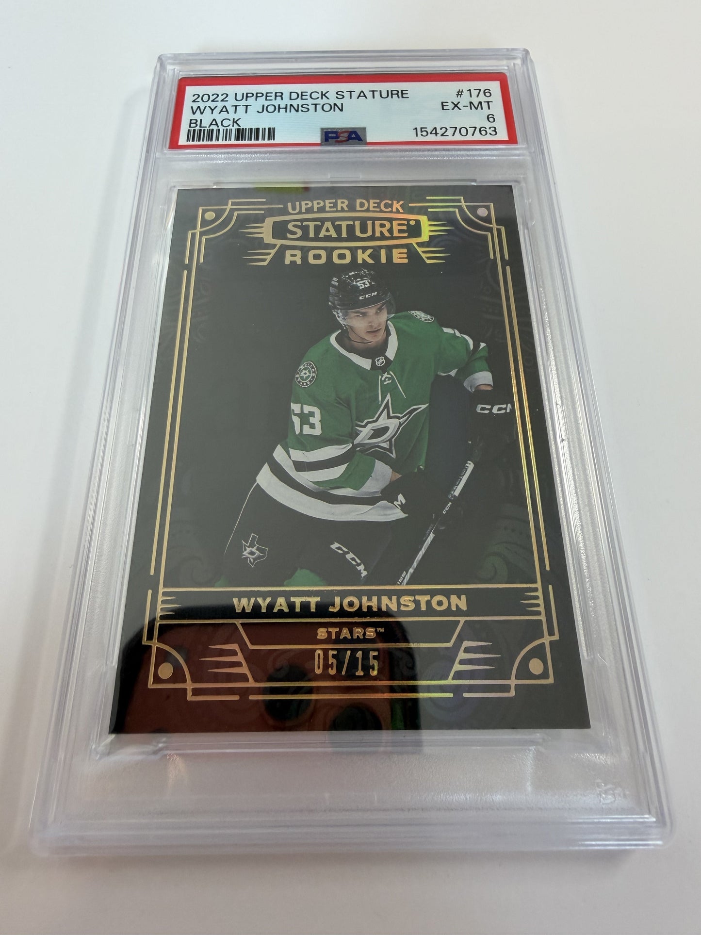WYATT JOHNSTON - 2022 Upper Deck Stature Rookie #176, /15, PSA 6