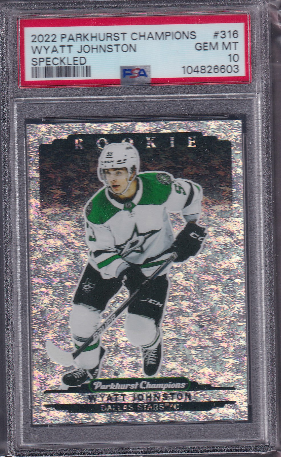 WYATT JOHNSTON - 2022 Parkhurst Champions Rookie SPECKLED #316, PSA 10