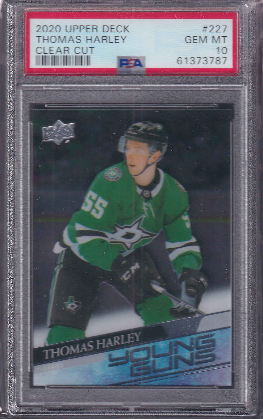 THOMAS HARLEY - 2020 Upper Deck Young Guns CLEAR CUT #227, PSA 10