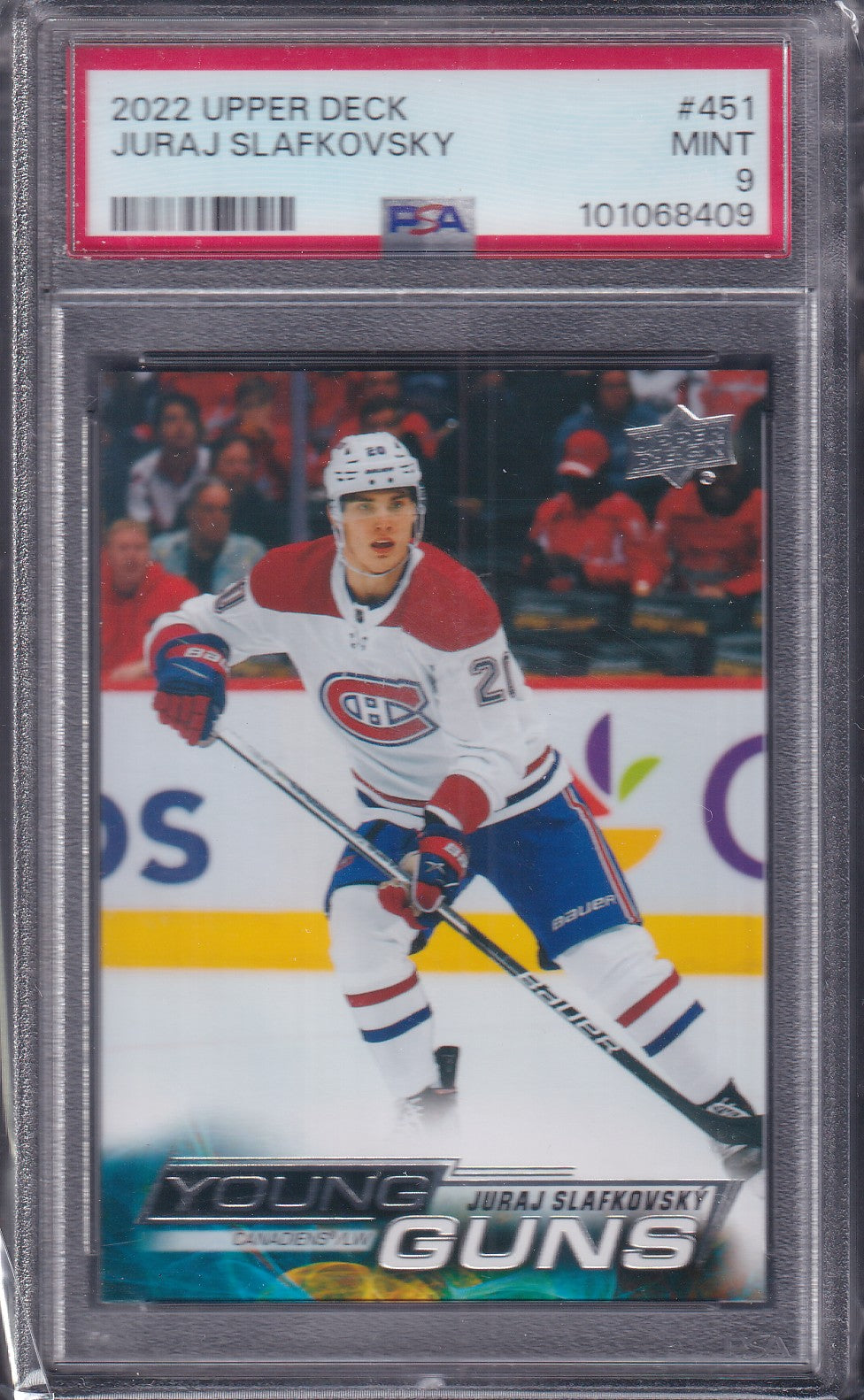 JURAJ SLAFKOVSKY - 2022 Upper Deck Young Guns #451, PSA 9
