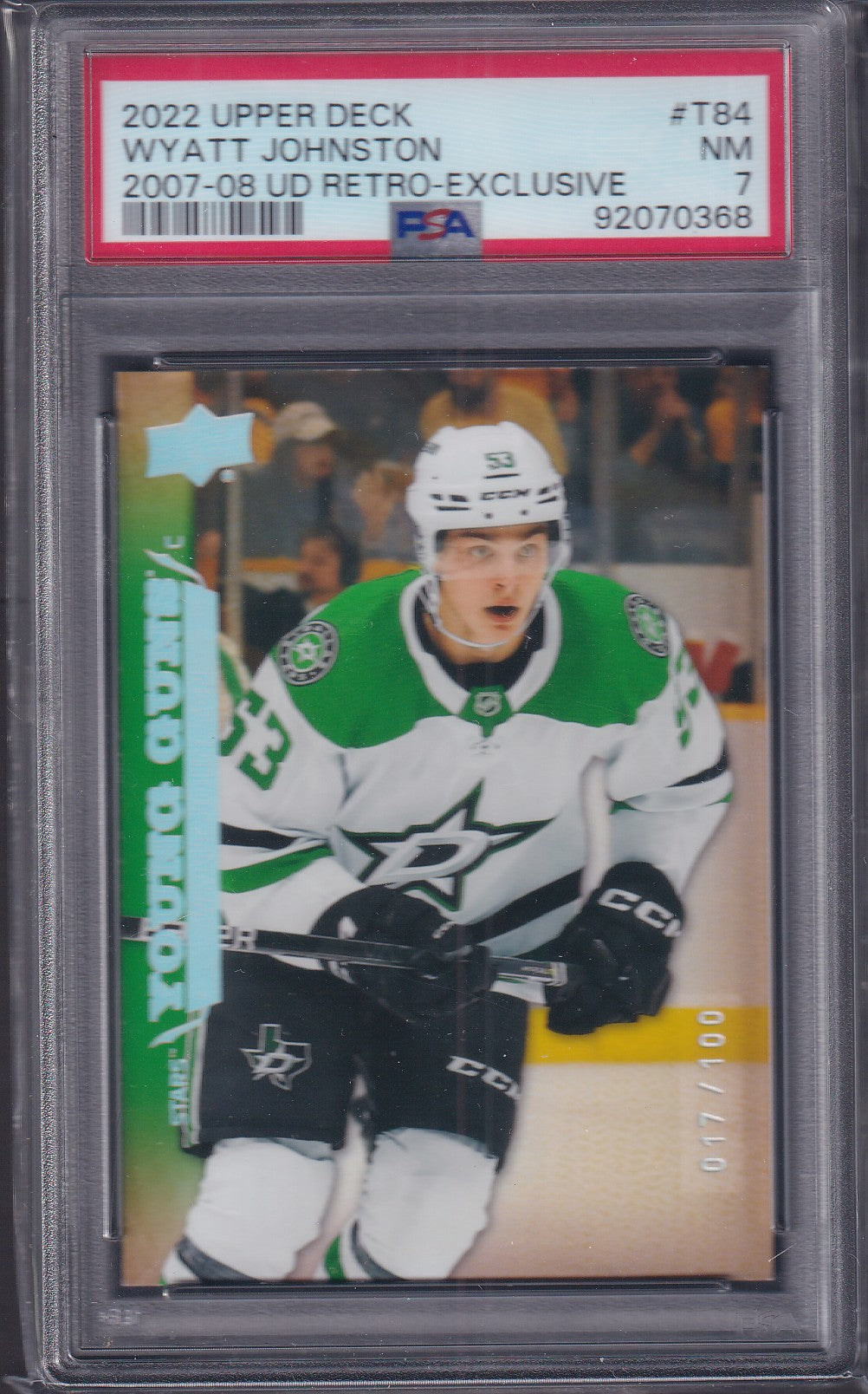 WYATT JOHNSTON - 2022 Upper Deck Young Guns Retro EXCLUSIVES, /100 #T-84, PSA 7