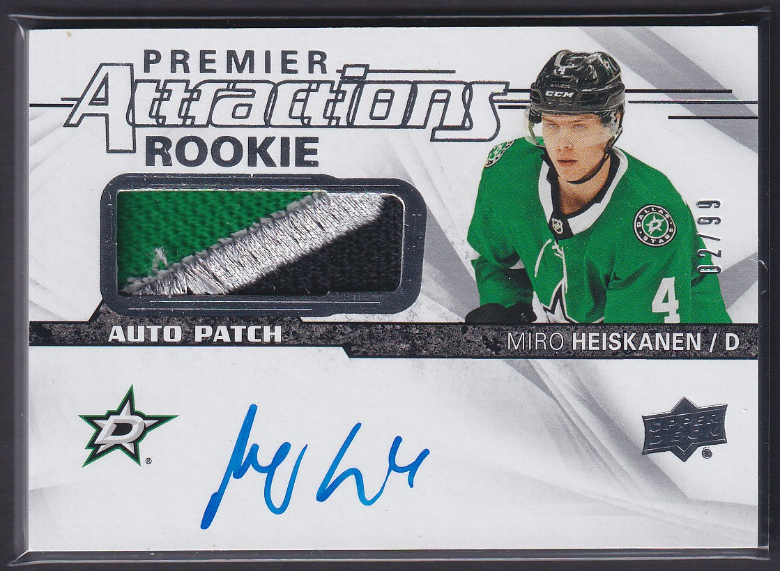 MIRO HEISKANEN - 2018 Upper Deck Premier Attractions RC Auto Patch #PAR-MH, /99
