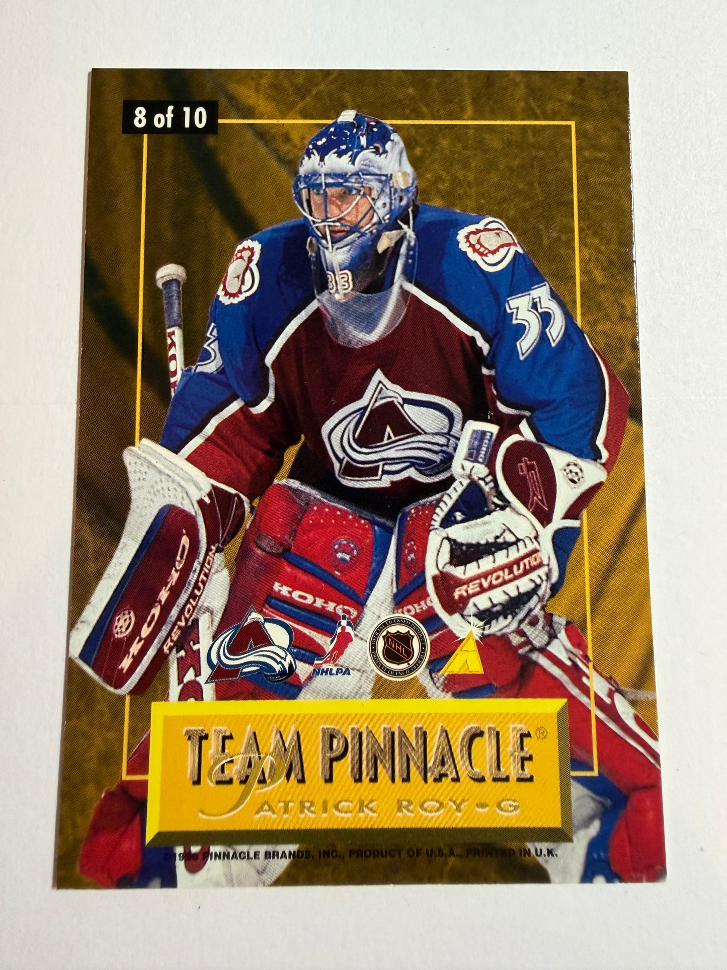JOHN VANBIESBROUCK / PATRICK ROY - 1996 Pinnacle Team Pinnacle #8