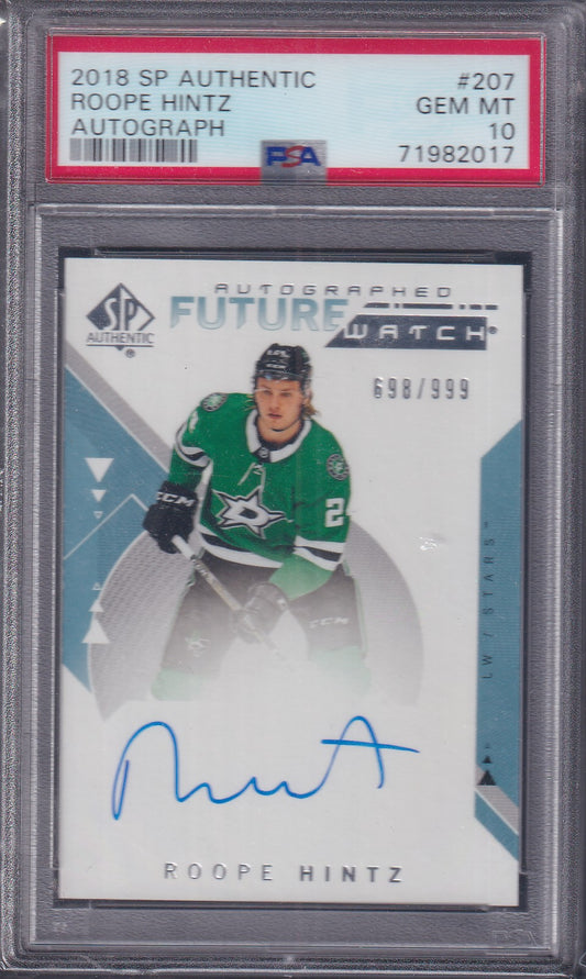 ROOPE HINTZ - 2018 SP Authentic Future Watch Auto #207, /999, PSA 10