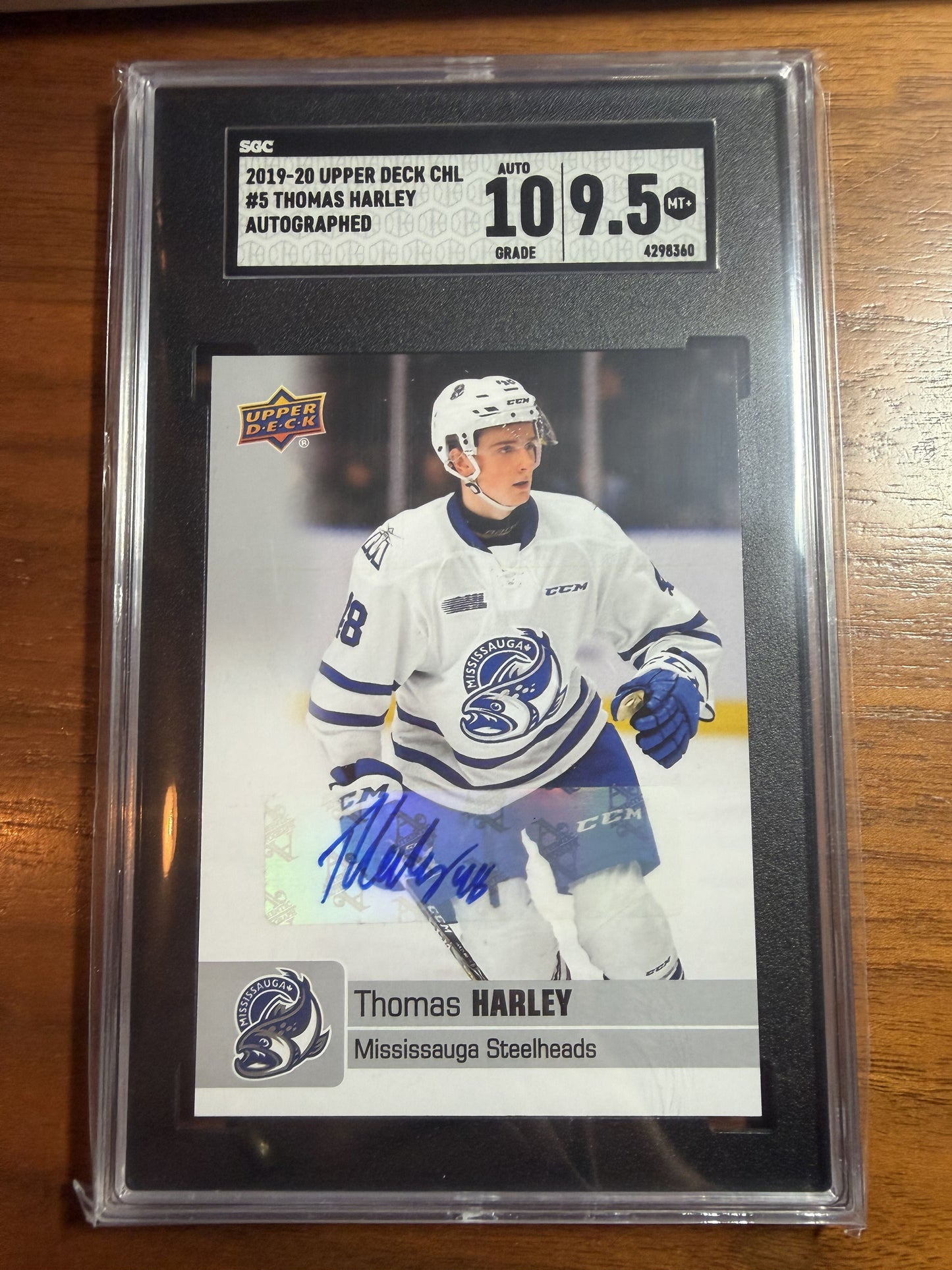 THOMAS HARLEY - 2019 CHL Hockey Steelheads Auto #5, SGC 9.5