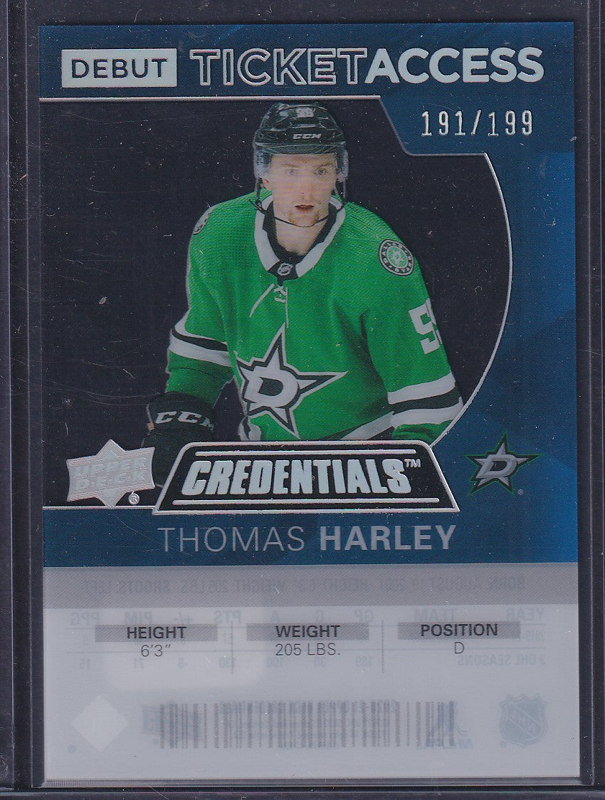 THOMAS HARLEY - 2020 Upper Deck Credentials Debut Ticket Access #RTA-TH, /199