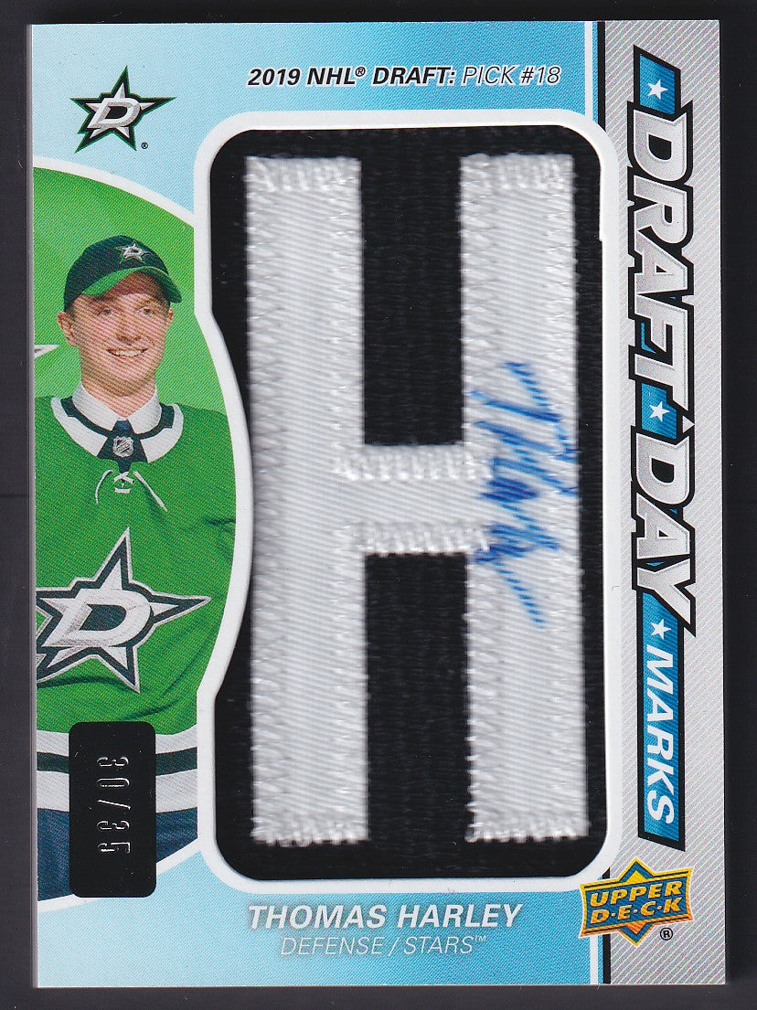 THOMAS HARLEY - 2020 Upper Deck SP Game Used Draft Day Marks Auto H #DDM-TH, /35