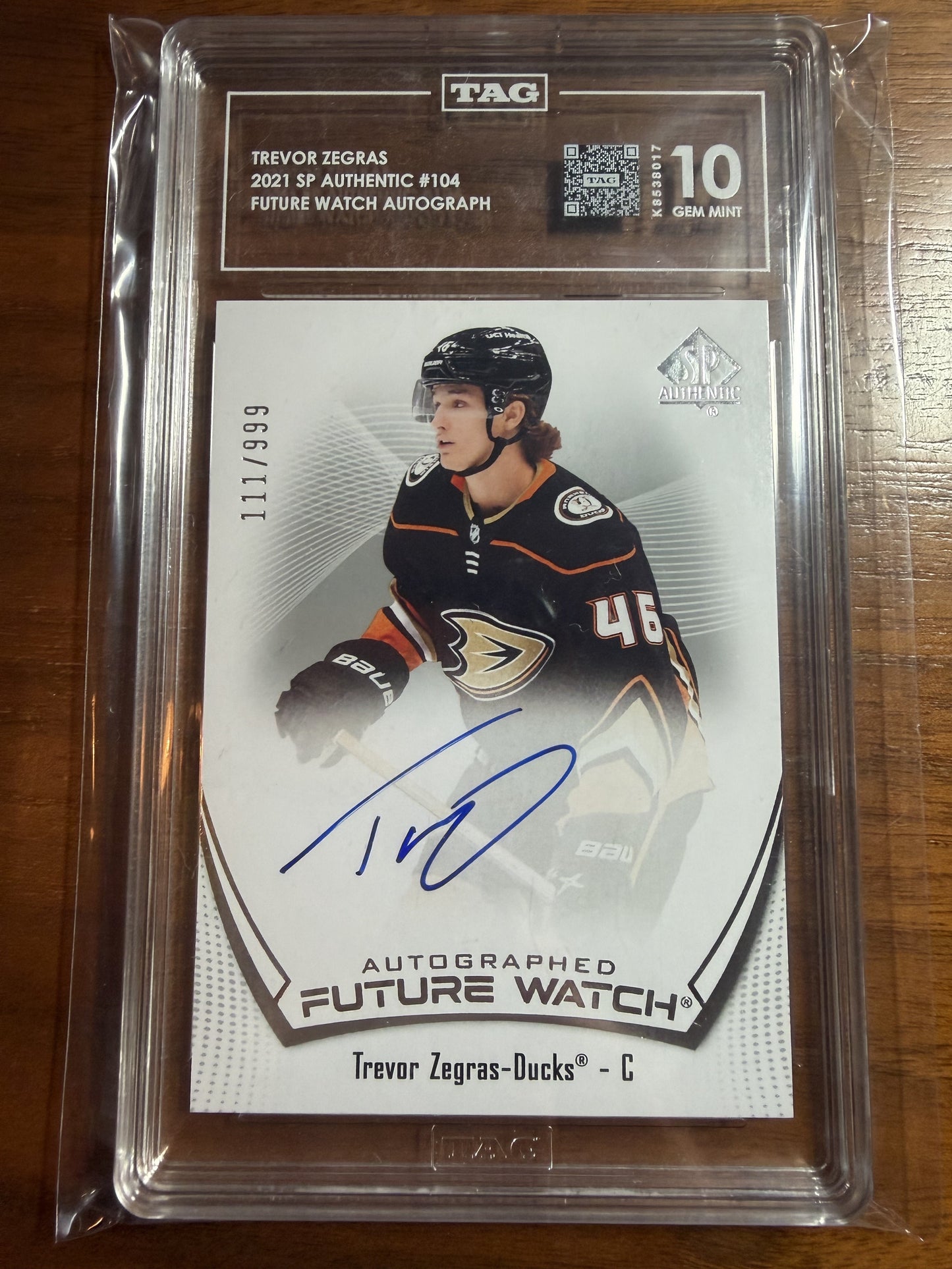 TREVOR ZEGRAS - 2021 SP Authentic Future Watch Auto #104, /999, TAG 10
