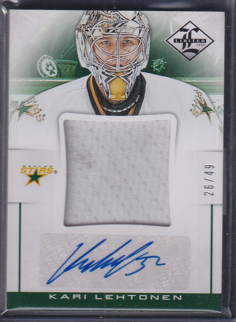 KARI LEHTONEN - 2012 Panini Limited Auto Patch Jumbo Material #JJ-KL, /49
