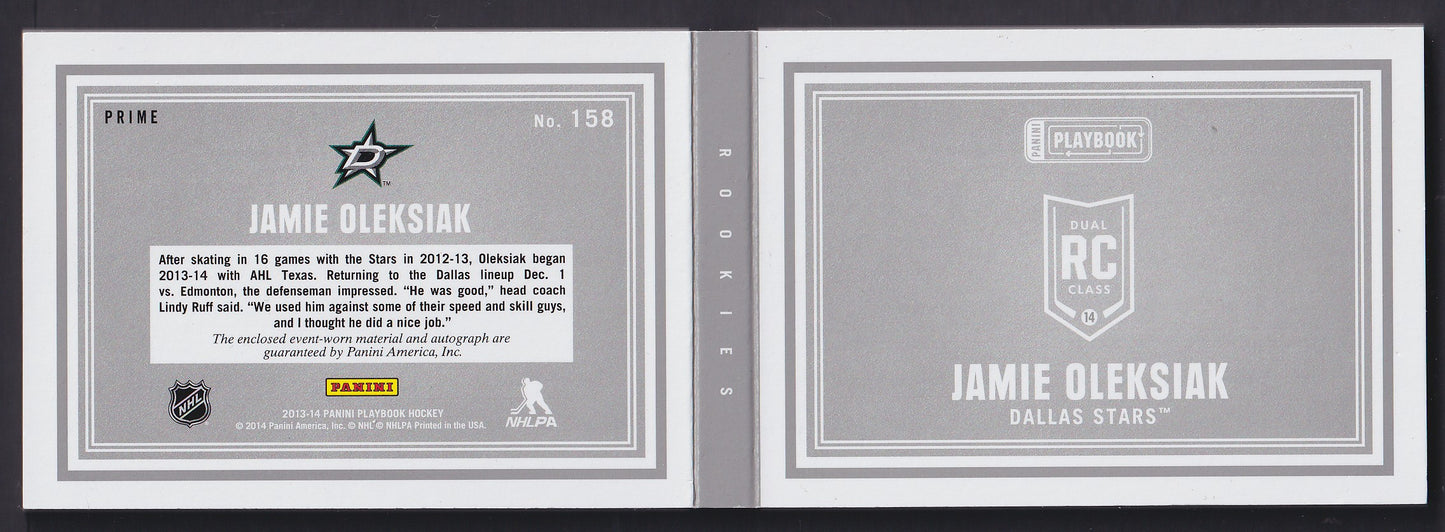 JAMIE OLEKSIAK - 2013 Panini Playbook Rookie Auto Patch Booklet #158, /25