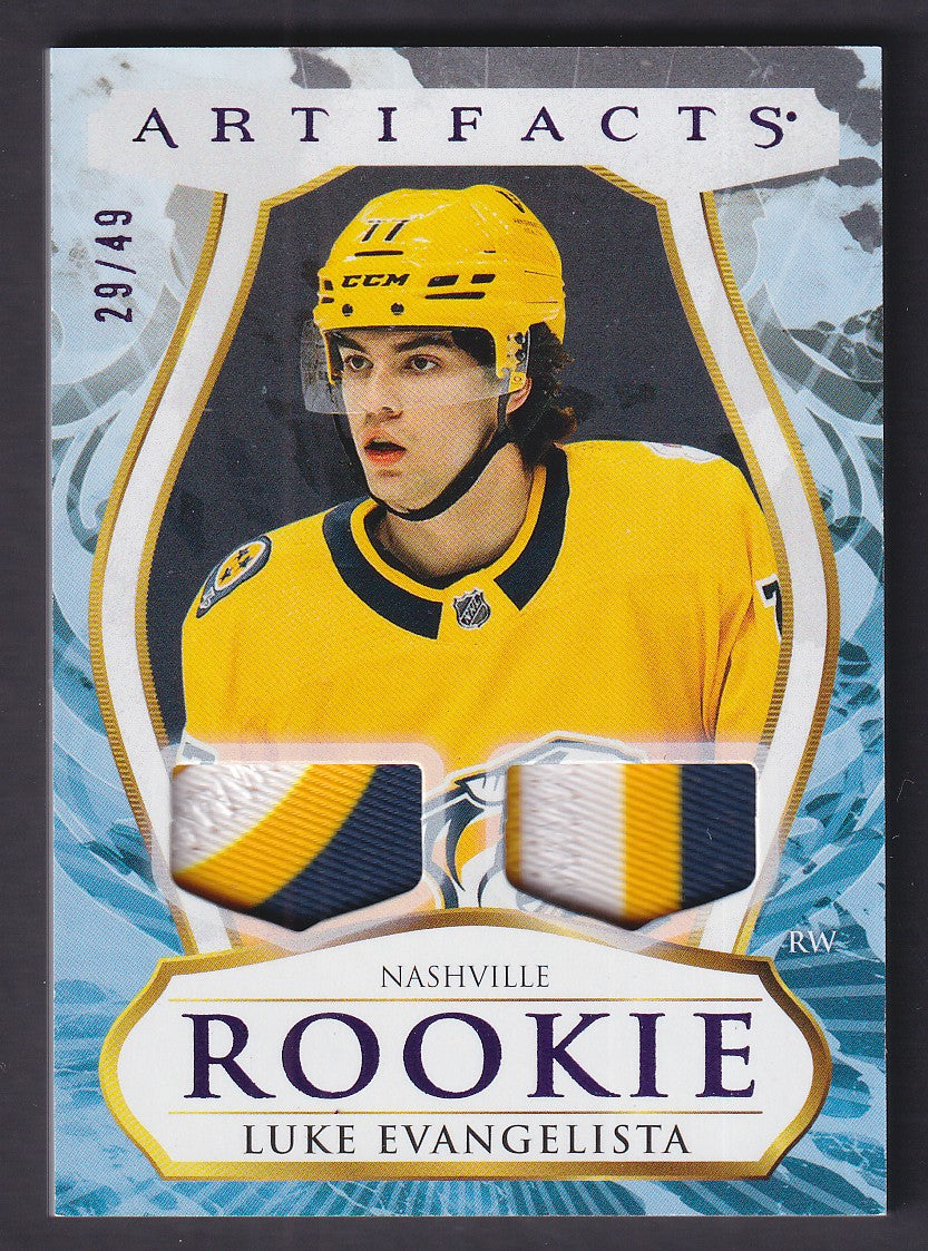 LUKE EVANGELISTA - 2023 Upper Deck Artifacts Rookie Dual Patch #195, /49