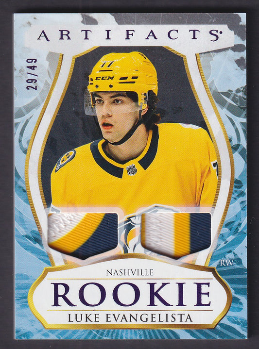 LUKE EVANGELISTA - 2023 Upper Deck Artifacts Rookie Dual Patch #195, /49
