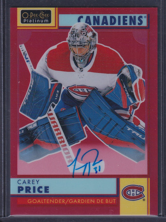 CAREY PRICE - 2022 O-Pee-Chee Platinum RED AUTO #R-64