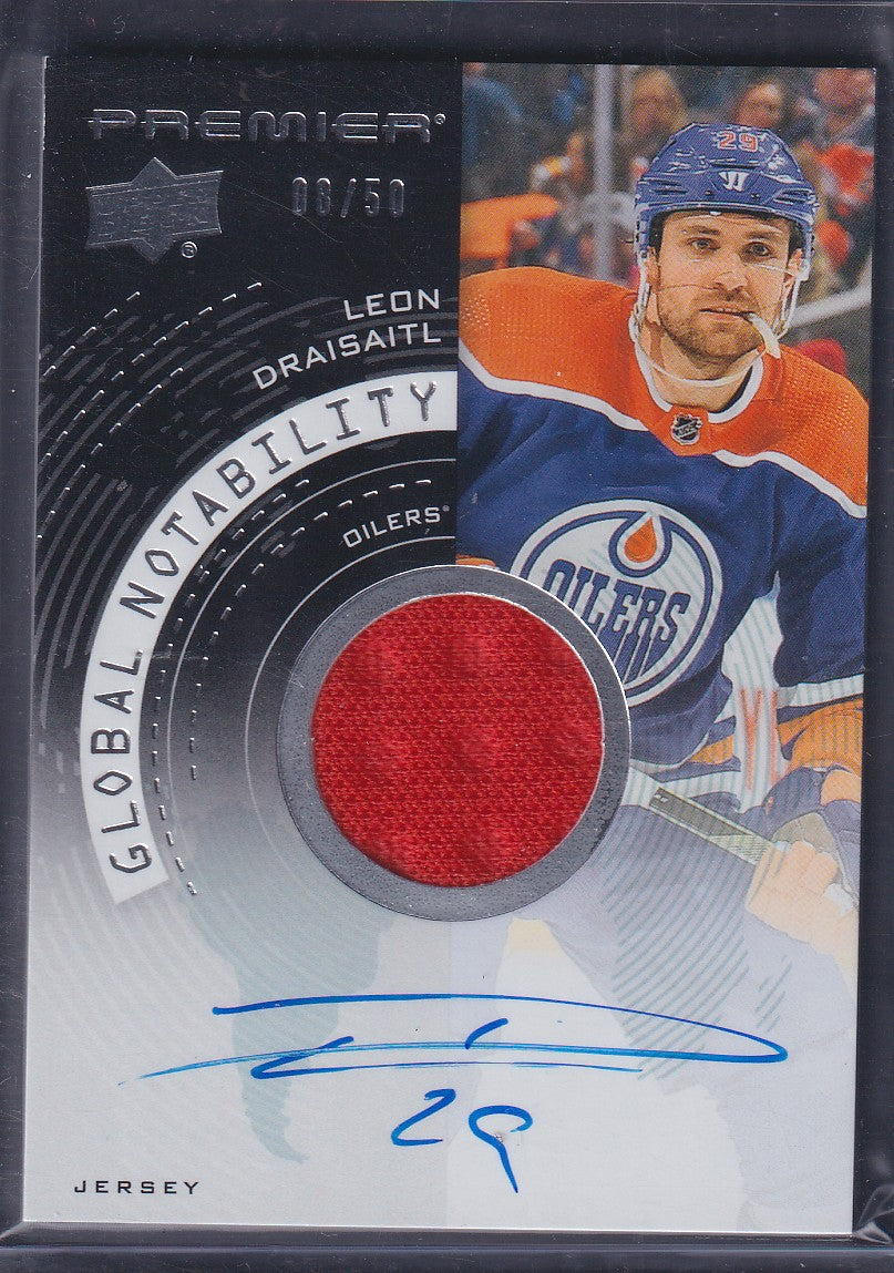 LEON DRAISAITL - 2023 Premier Global Notability Auto Patch #GNA-LD, /50