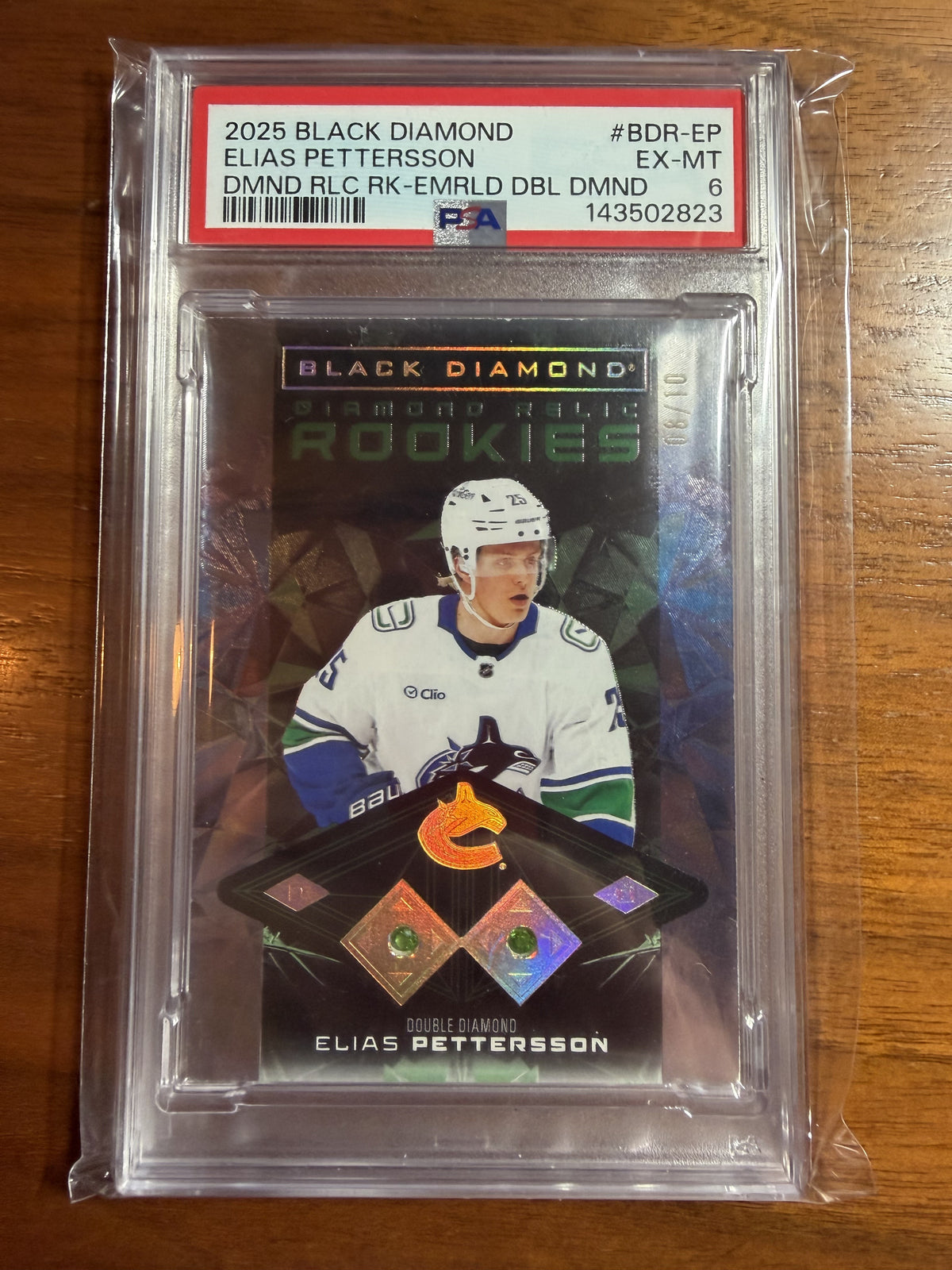 ELIAS PETTERSSON - 2025 UD Black Diamond Rookies #BDR-EP, /10, PSA 6