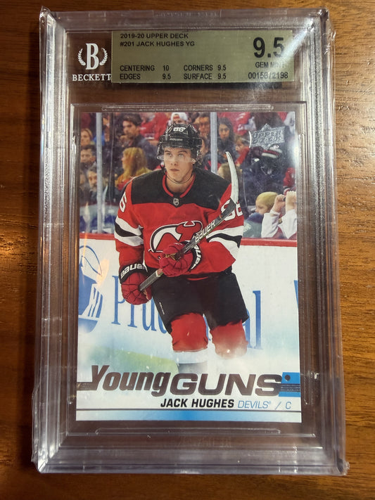 JACK HUGHES - 2019 Upper Deck Young Guns #201, BGS 9.5