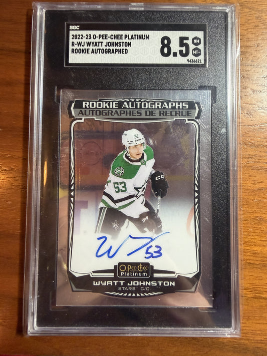 WYATT JOHNSTON - 2022 O-Pee-Chee Rookie Autographs #R-WJ, SGC 8.5