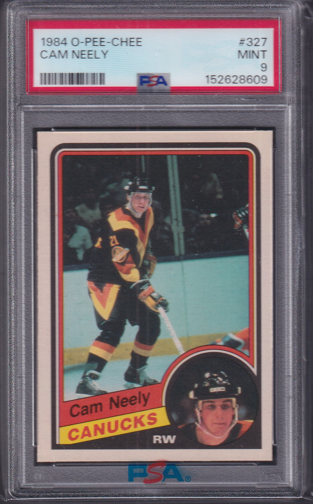 CAM NEELY - 1984 O-Pee-Chee Rookie #327, PSA 9
