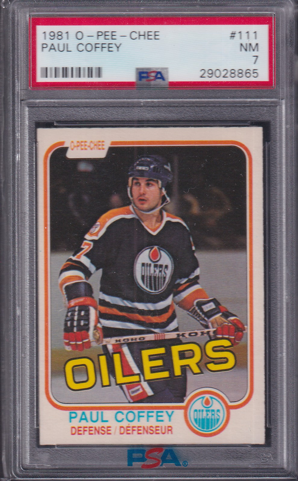PAUL COFFEY - 1981 O-Pee-Chee Rookie #111, PSA 7