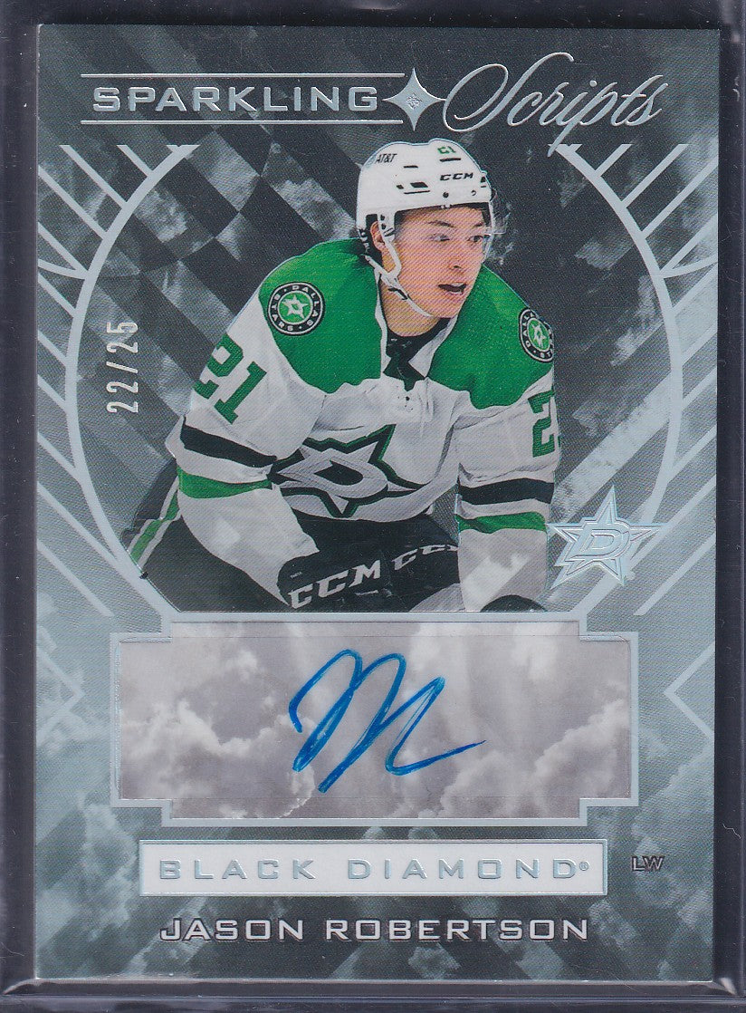 JASON ROBERTSON - 2021 Upper Deck Black Diamond Sparkling Scripts Auto /25