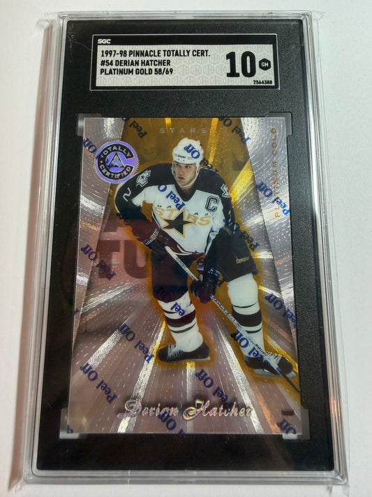 DERIAN HATCHER - 1997 Pinnacle Totally Certified Platinum Gold #54, /69, SGC 10