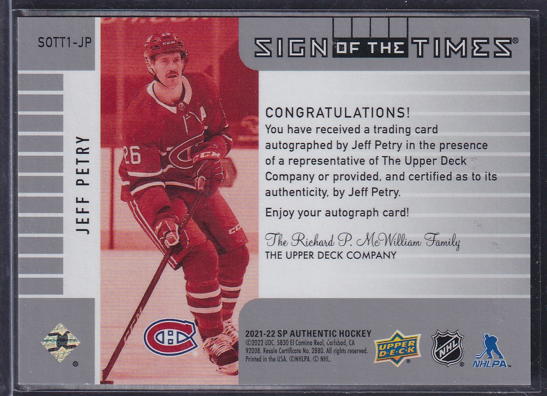 JEFF PETRY - 2021 SP Authentic Sign of the Times Auto #SOTT1-JP