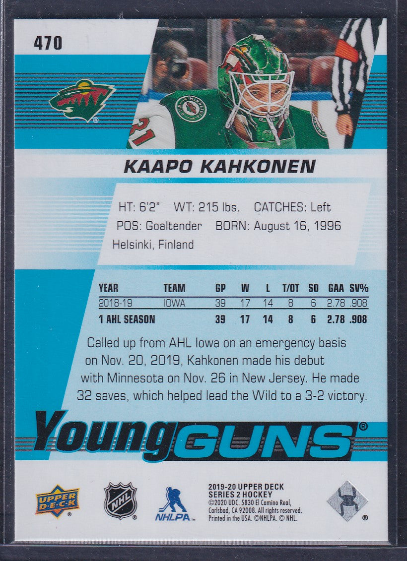 KAAPO KAHKONEN - 2019 Upper Deck Young Guns SPECKLED RAINBOW #470