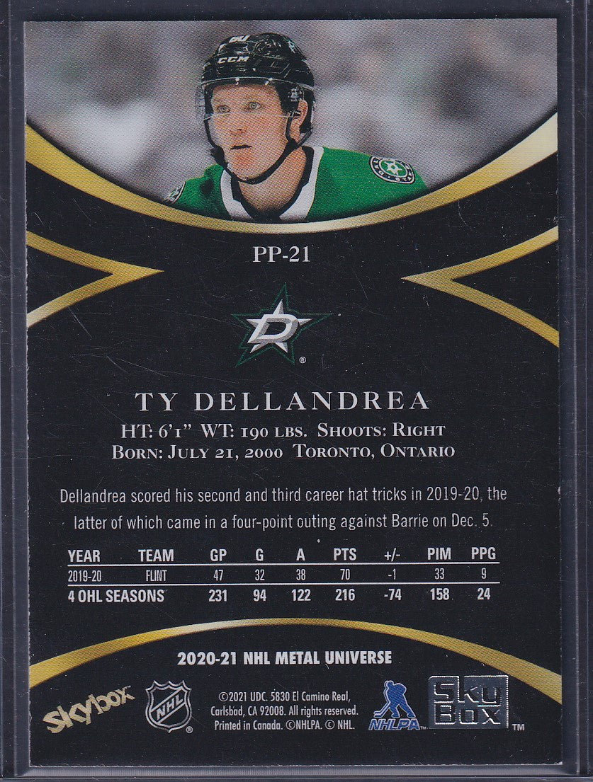 TY DELLANDREA - 2020 Metal Skybox Premium Prospects Rookie Red #PP-21, /50