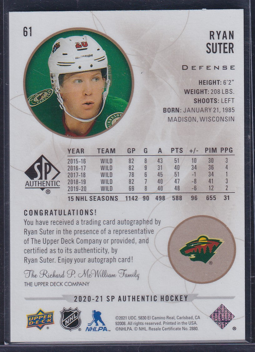 RYAN SUTER - 2020 SP Authentic Auto #61