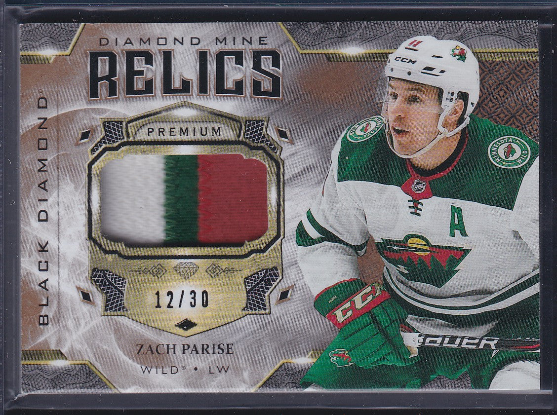 ZACH PARISE - 2019 Black Diamond Mine Relics Premium Patch #DM-ZP, /30