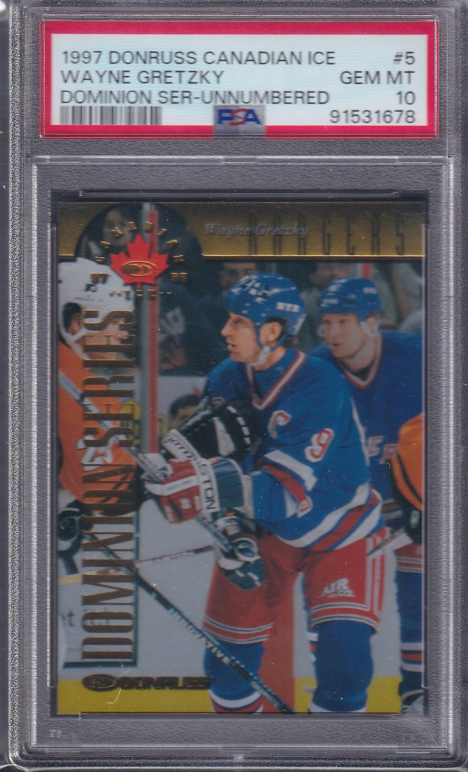 WAYNE GRETZKY - 1997 Donruss Canadian Ice Dominion Series Unnumbered /150 PSA 10